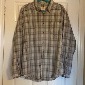 Men’s Life Khaki Button Down Long Sleeve Cotton Blend and Recycled Polyester LG